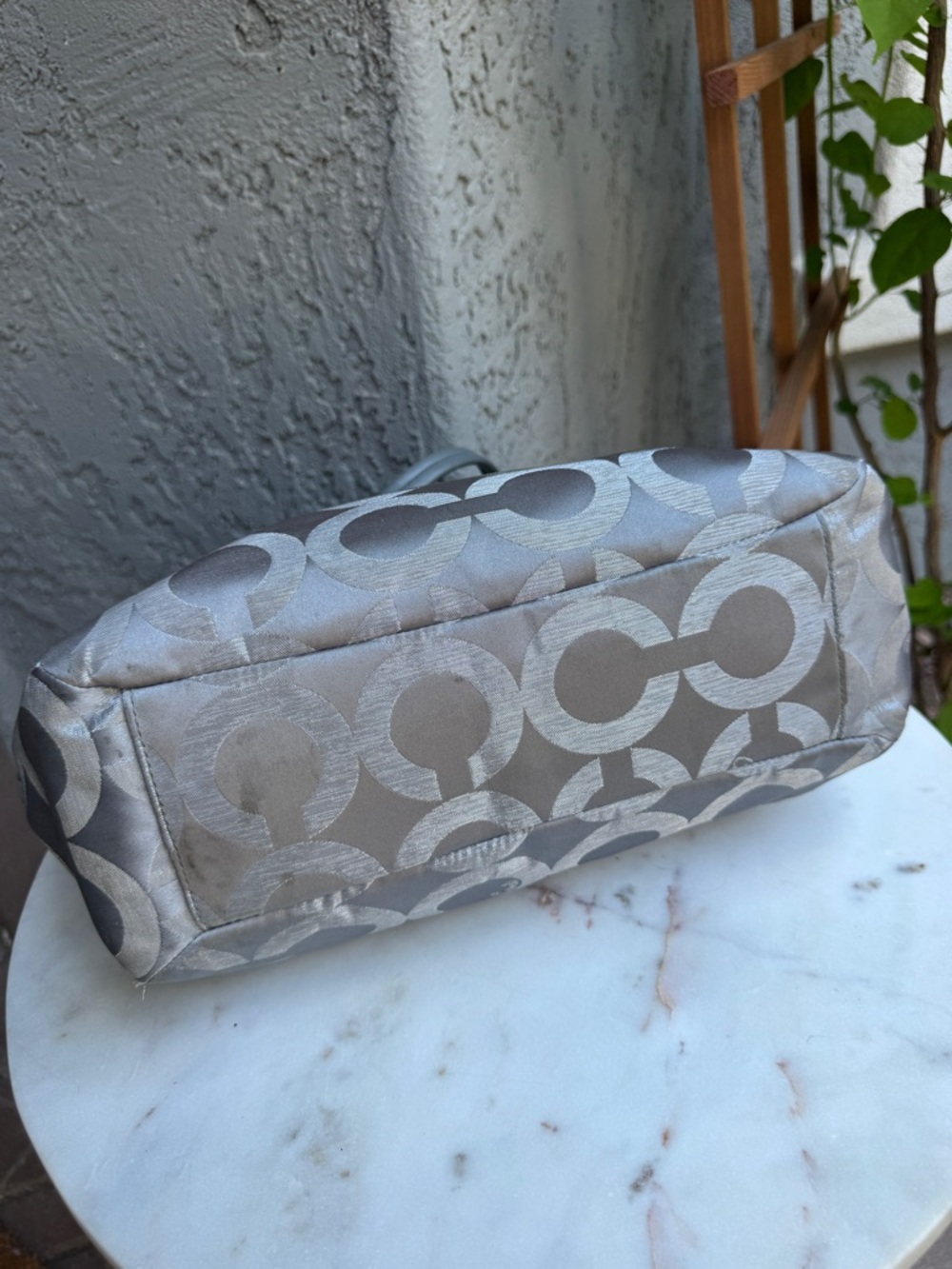 Coach Mis Op Art Lurex Monogram Canvas Shoulder Bag - Picture 9 of 16